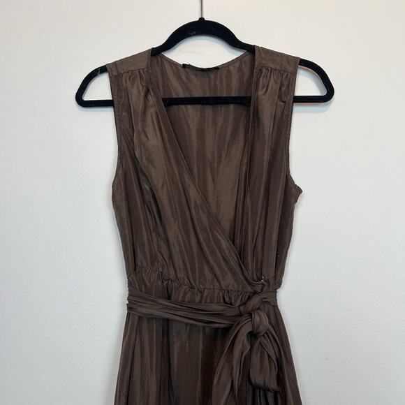 bcbg maxazria 100% silk tiered ruffle wrap midi dress MD boho cottagecore fall - Picture 4 of 14